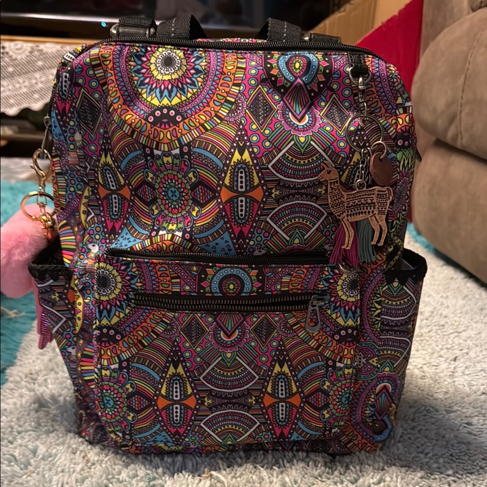 Sakroots Red and Pink Bohemian Backpack